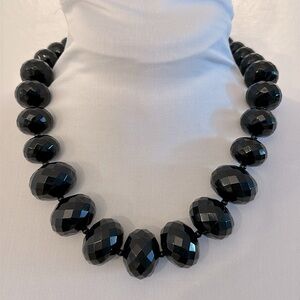 Vintage Black Graduated faceted Beaded necklace